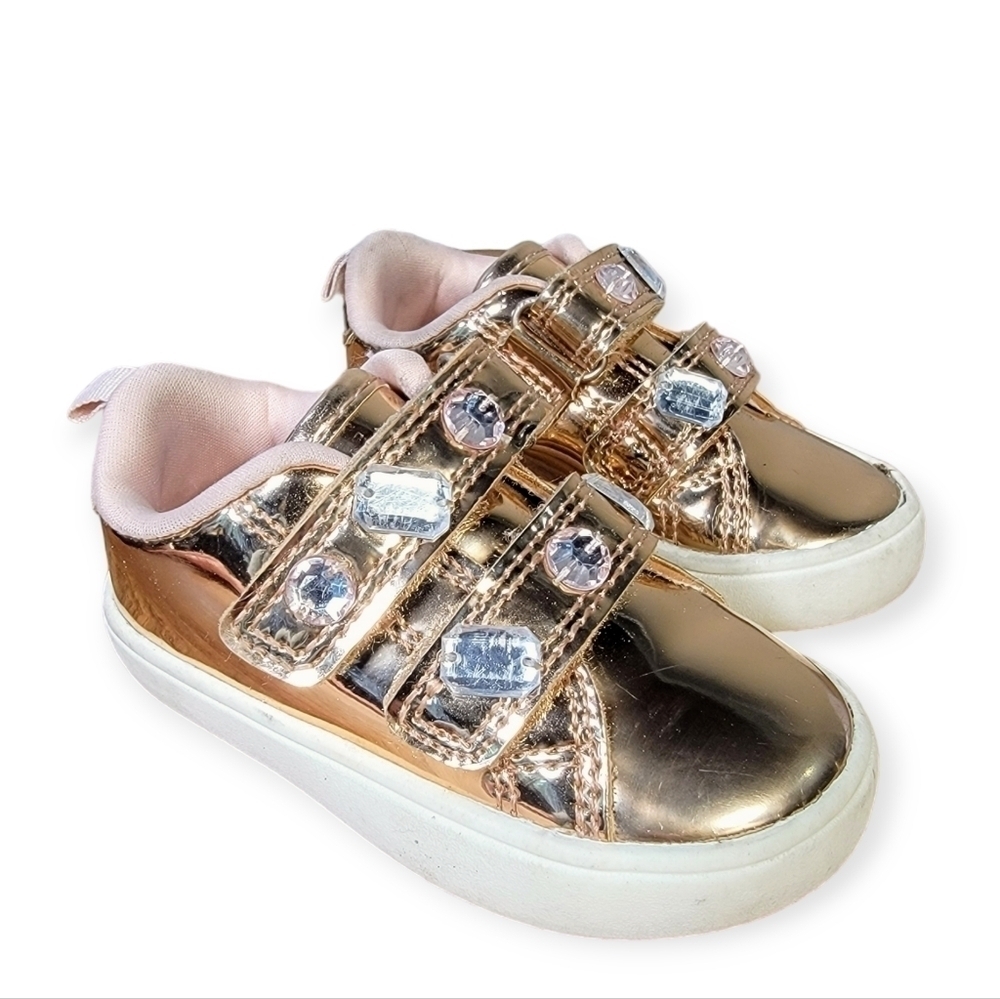 Carter's Rose Gold Metallic Reflective Sneakers with Bling Size Toddler 4